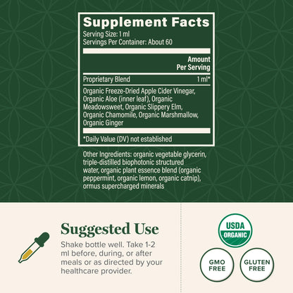 Global Healing Center Acid Reflux Relief Organic Liquid – Slippery Elm, 2 Fl oz