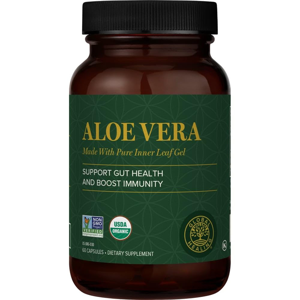 Global Healing Aloe Vera Bio-Active 200x Concentrate – Aloin-Free, 60 Capsules