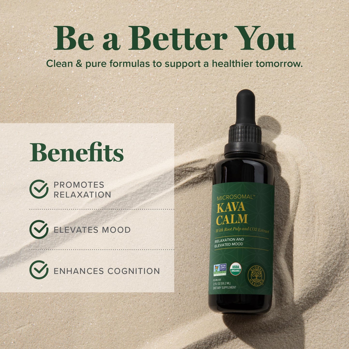 Global Healing Center Organic Kava Calm - MicroSomal Tech Kava Drops