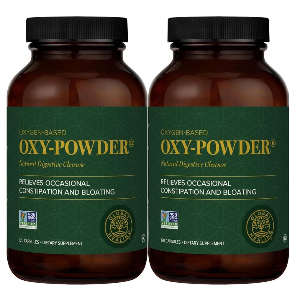 Global Healing Center Oxy-Powder Colon Cleanse Detox – Oxygen-Based Natural Intestinal Cleanser (2x120 Count)