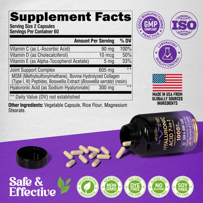 Hyaluronic Acid 1000 mg - 7-in-1 Complex | Made in USA