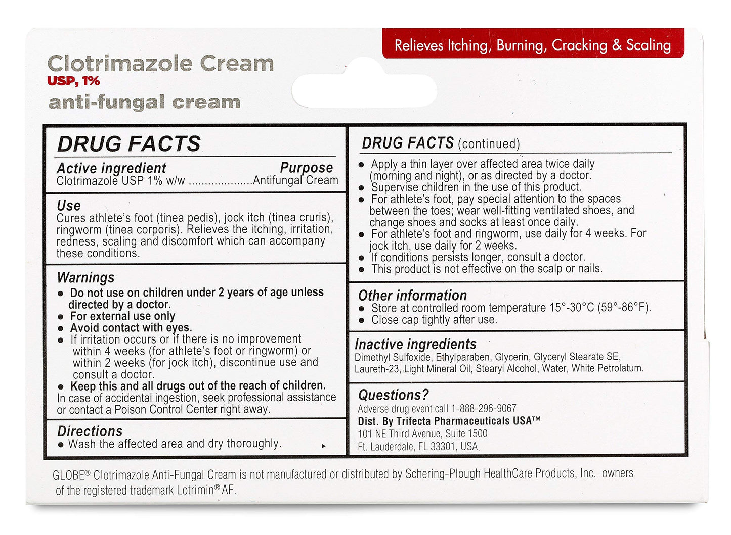 Globe Clotrimazole 1% Antifungal Cream - 5 Pack (1 oz) for Itching Relief