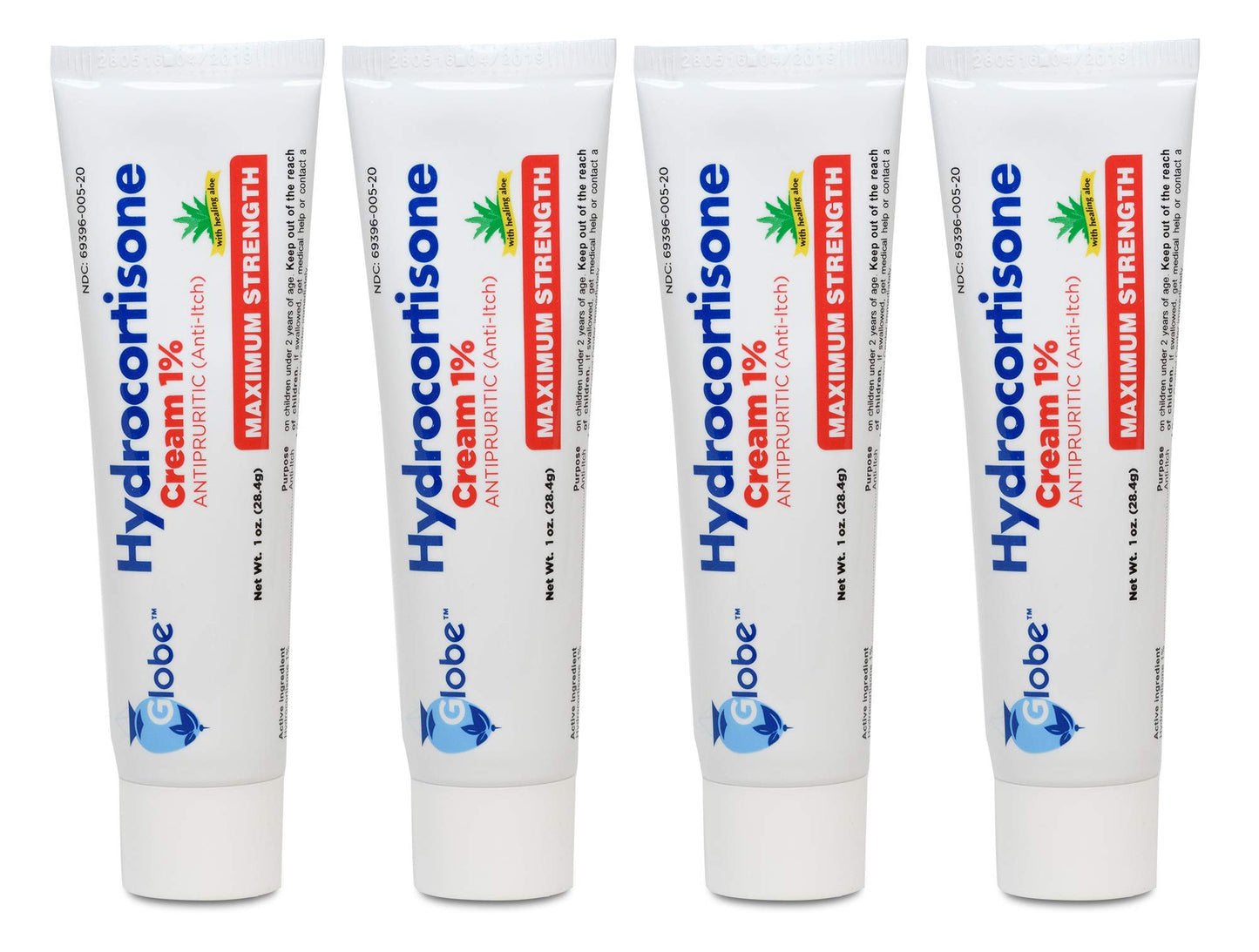 Globe (4 Pack) Hydrocortisone 1% Cream with Aloe | Instant Itch Relief