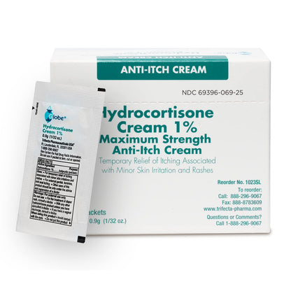 Globe Hydrocortisone 1% Cream – 25 Packets | Anti-Itch Relief