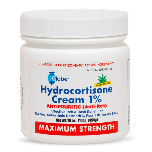 Globe Hydrocortisone 1% Cream with Aloe – 16 oz Maximum Strength Anti-Itch