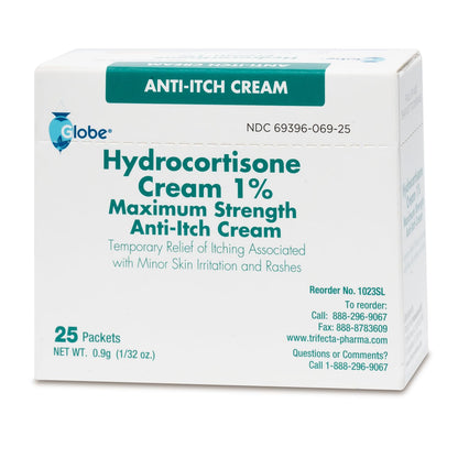 Globe Hydrocortisone 1% Cream – 25 Packets | Anti-Itch Relief