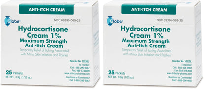 Globe Hydrocortisone 1% Max Strength Cream – 0.9g Unit Packets, Pack of 2