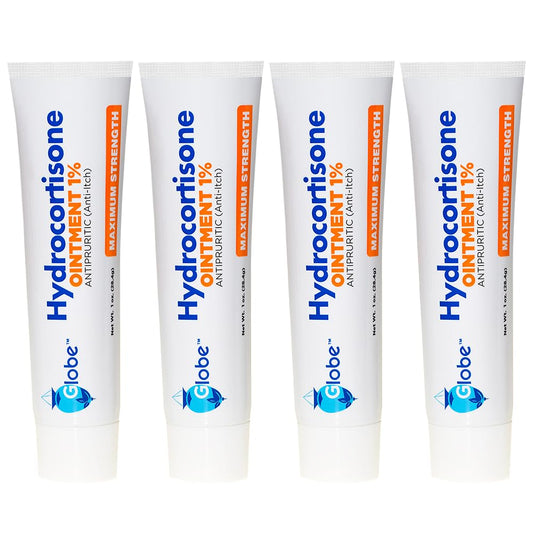 Globe (4 Pack) Hydrocortisone 1% Ointment – Maximum-Strength Anti-Itch for Itch, Rash & Insect Bites