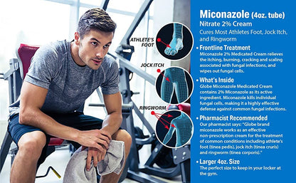 Globe Miconazole 2% Antifungal Cream (6 Pack) – For Athlete’s Foot, Jock Itch & Ringworm