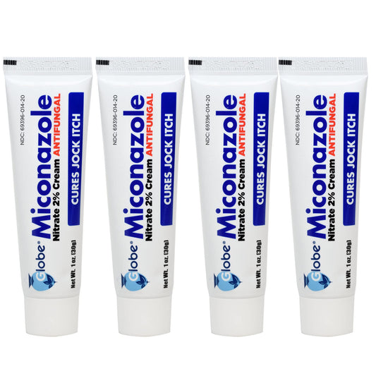 Globe Miconazole 2% Cream (4 Pack) – Antifungal Relief for Athlete's Foot, Jock Itch, Ringworm