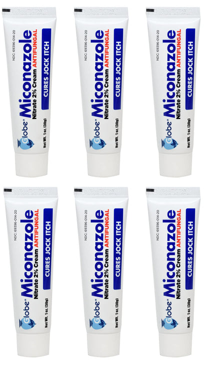 Globe Miconazole 2% Antifungal Cream (6 Pack) – For Athlete’s Foot, Jock Itch & Ringworm