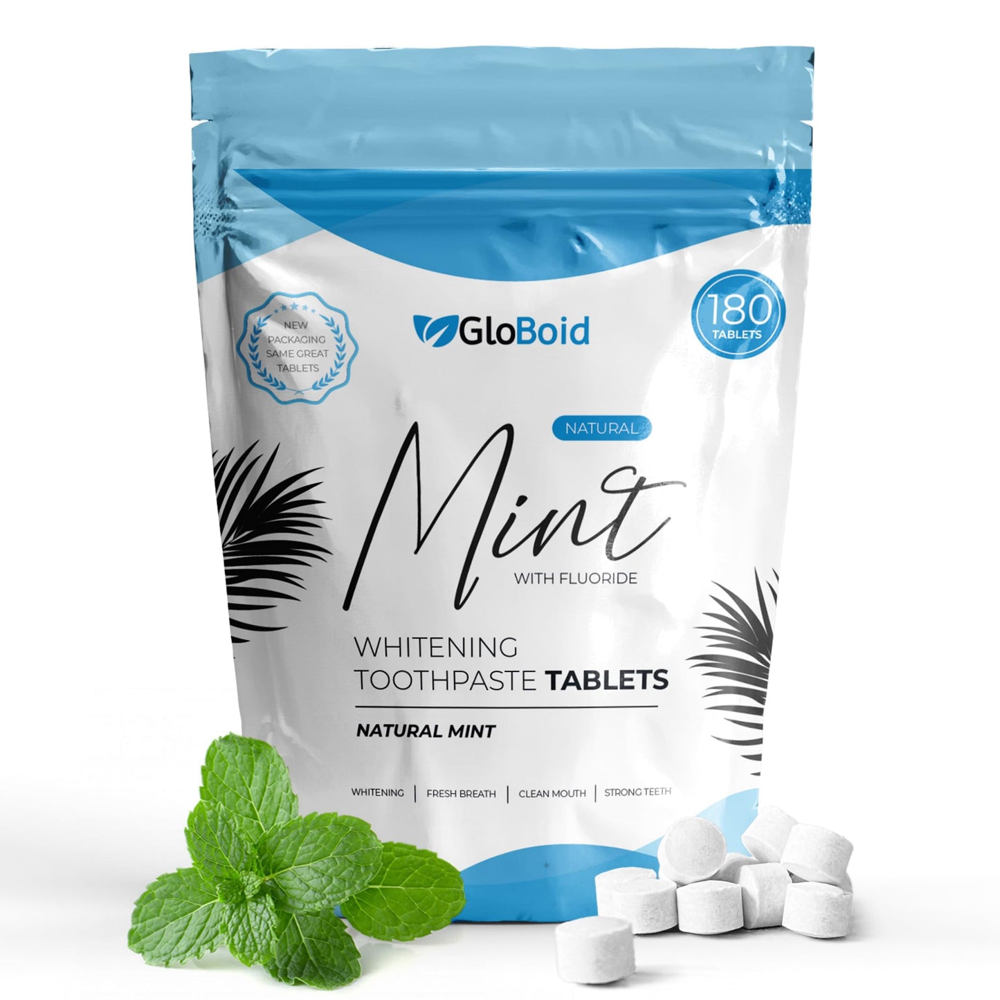 GloBoid Toothpaste Tablets with Fluoride – 3 Month Zero Waste, Plastic Free & Eco-Friendly Travel Tabs