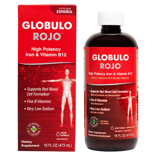 Globulo Rojo Iron Supplement – High-Potency Vegan Liquid Iron + B Vitamins, 16 Oz