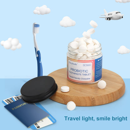 GlorySmile Toothpaste Tablets – Nano Hydroxyapatite with Probiotics, Fluoride-Free, Plastic-Free, Mint – 62ct Eco & Travel Friendly