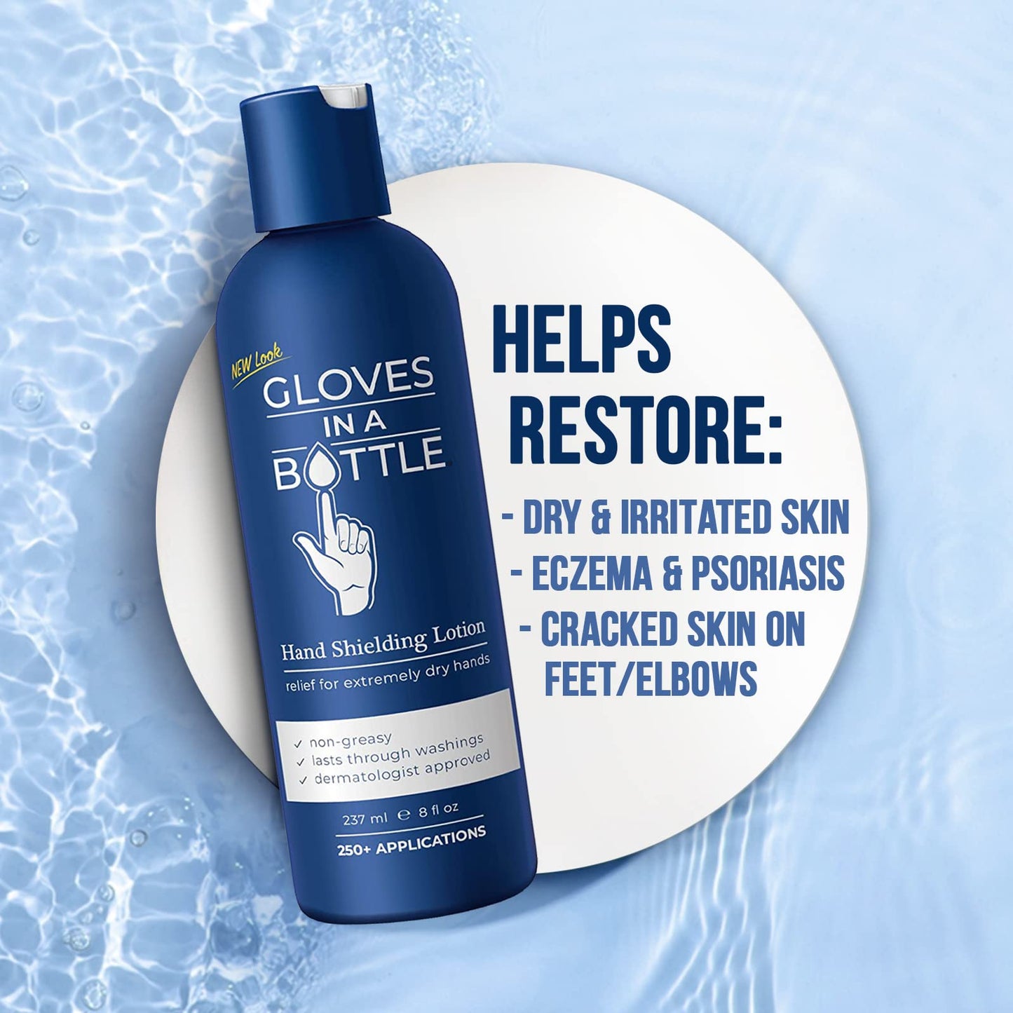 Gloves In A Bottle Psoriasis & Eczema Relief Cream – Shielding, Hypoallergenic Unscented 8 oz Pump