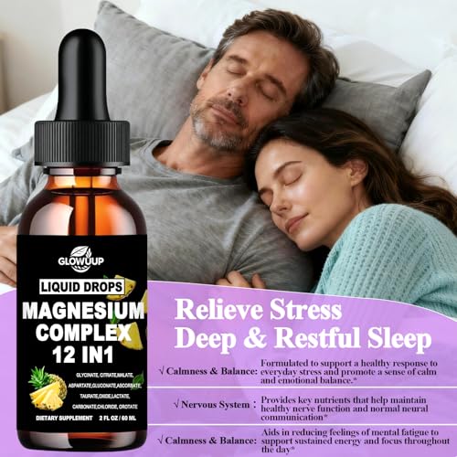 GLOVVUUP Magnesium 12-in-1 Complex 1000mg | Liquid Drops with Glycinate & More