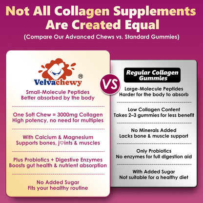 Multi Collagen Peptides Soft Chews 3000mg | 60 Servings | Hair Skin Nails & Joints
