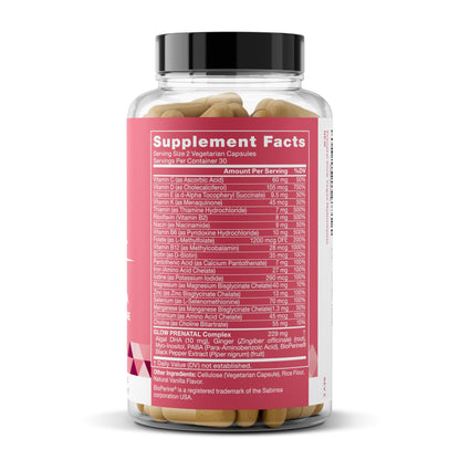 Glow Prenatal Vitamins – 60 Capsules, 20-in-1 Nutrients for Healthy Pregnancy