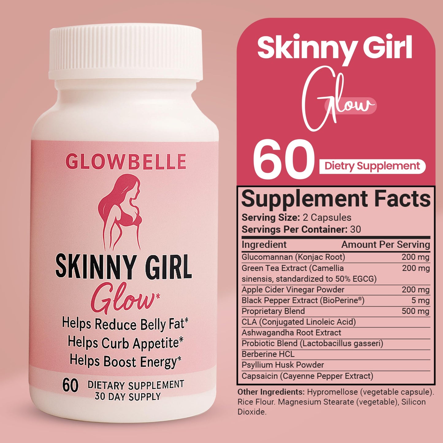 GLP-1 Appetite Suppressant for Women & Men - 3rd Party Verified Formula | Weight Loss Support | BioPerine®, Berberine, Akkermansia | Craving Control | 60 Veggie Capsules