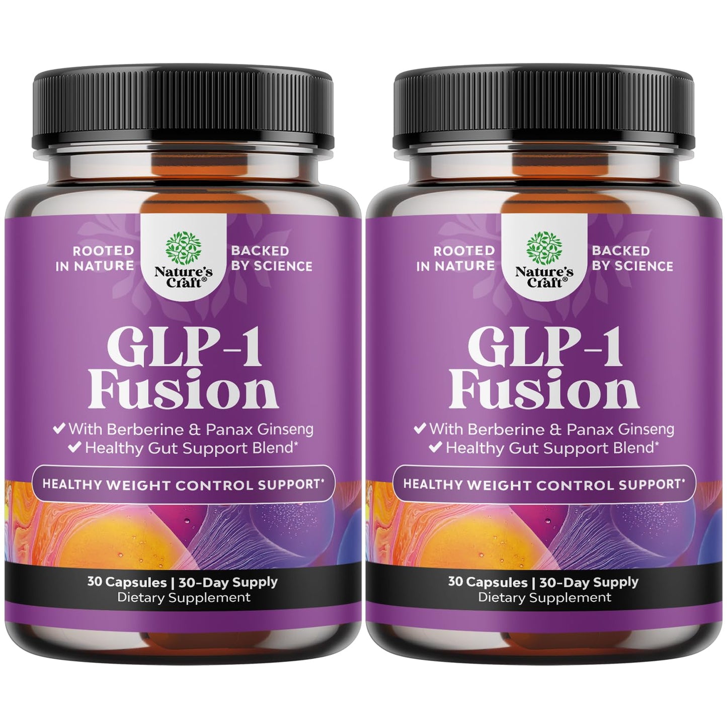 GLP-1 Berberine Supplement - One a Day Healthy Gut Berberine Complex with Panax Ginseng Turmeric Curcumin & Cayenne Pepper for Metabolic Balance - Gluten Free Vegan and Non-GMO (2 Month Supply)