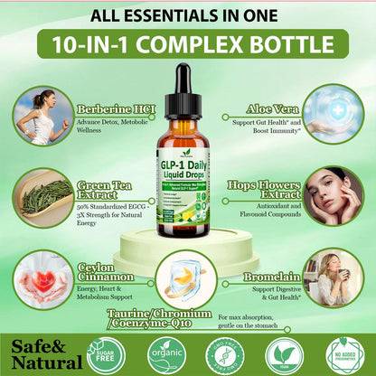 GLP-1 Support Liquid Drops – 10-in-1 Metabolism & Gut Health | Vegan, Non-GMO