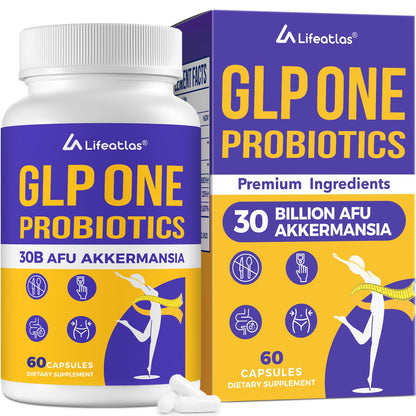 GLP ONE Probiotic with 300B AFU Akkermansia for Women & Men | 6-in-1 Formula – 60 Capsules