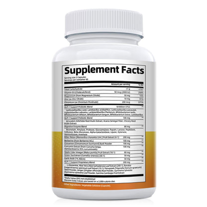 GLP-1 Supplement for Women and Men | Hunger & Metabolism Support - Probiotic, Prebiotic, Berberine, Chromium, Vitamin D3, Digestive Enzymes (120 Capsules)