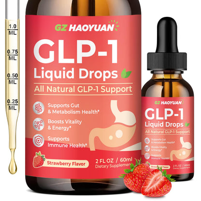 GLP-1 Supplement – 16-in-1 Liquid Drops with Berberine, Cinnamon, Green Tea & Resveratrol (Strawberry, 2 oz)