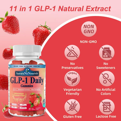 GLP-1 Probiotic Gummies for Weight Management | Akkermansia, Berberine, Cinnamon & Green Tea