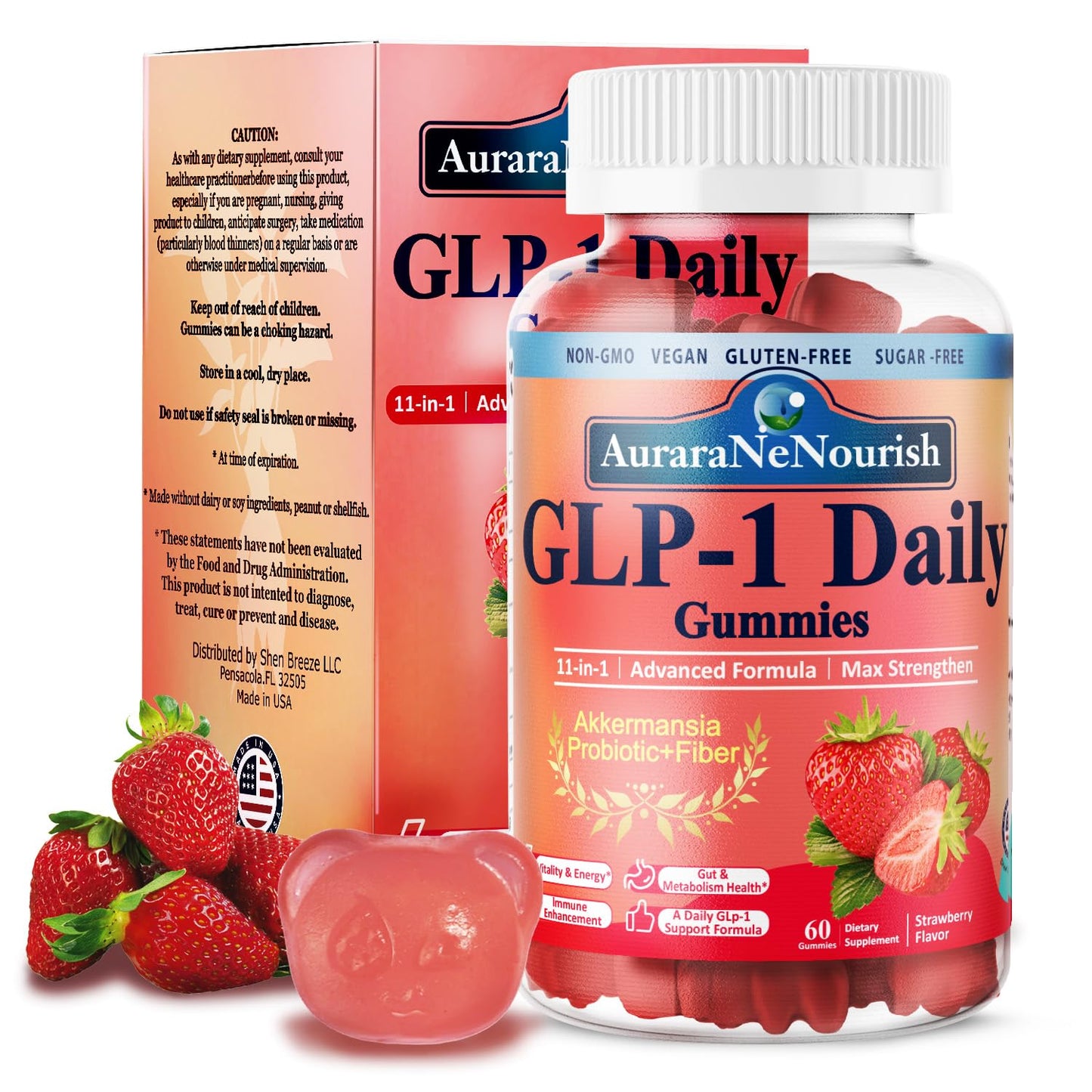 GLP-1 Probiotic Gummies for Weight Management | Akkermansia, Berberine, Cinnamon & Green Tea