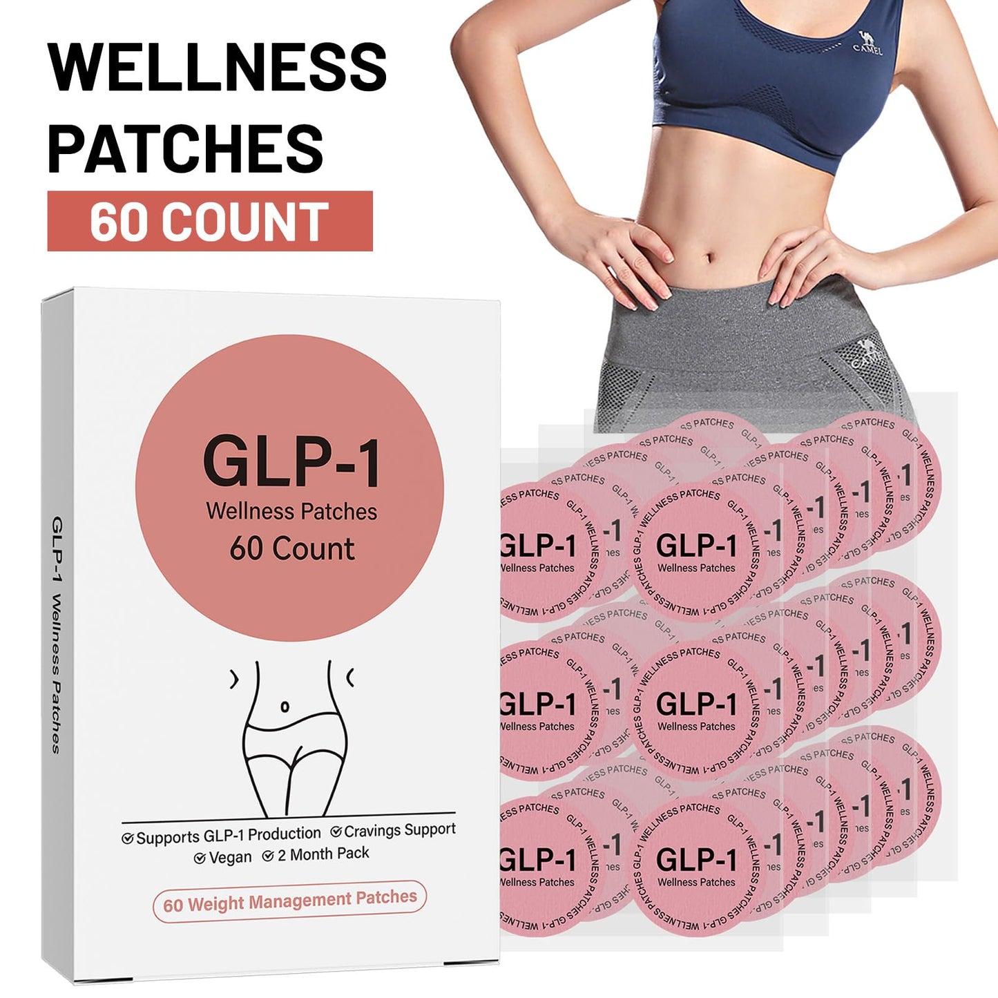 GLP-1 Support Patches for Women – 60 Count Patch Cosmetic – Natural Ingredients Patch (Pack of 1)