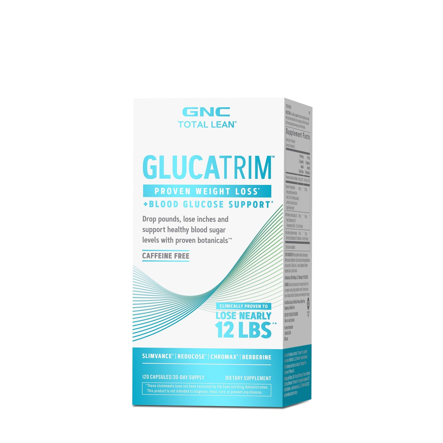 GNC Total Lean GlucaTrim - Caffeine Free Weight Loss - 120 Capsules, 60 Servings