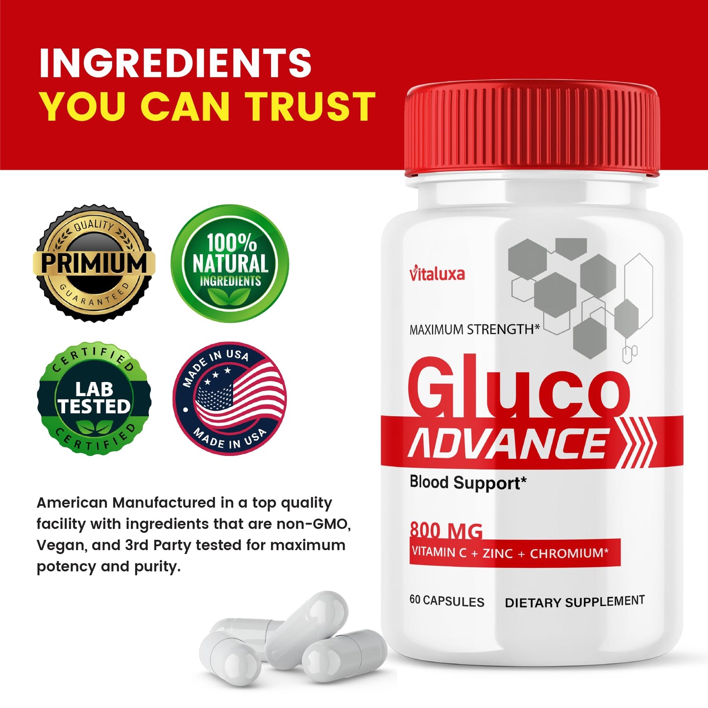 Gluco Advance Capsules (2 Pack) – Blood Support & Joint Health, 120 Ct