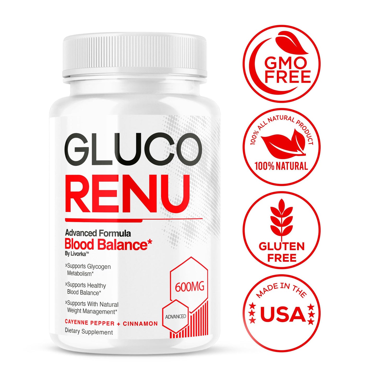 (3 Pack) Gluco Renu Capsules – Premium GlucoRenu Supplement, 90 Capsules