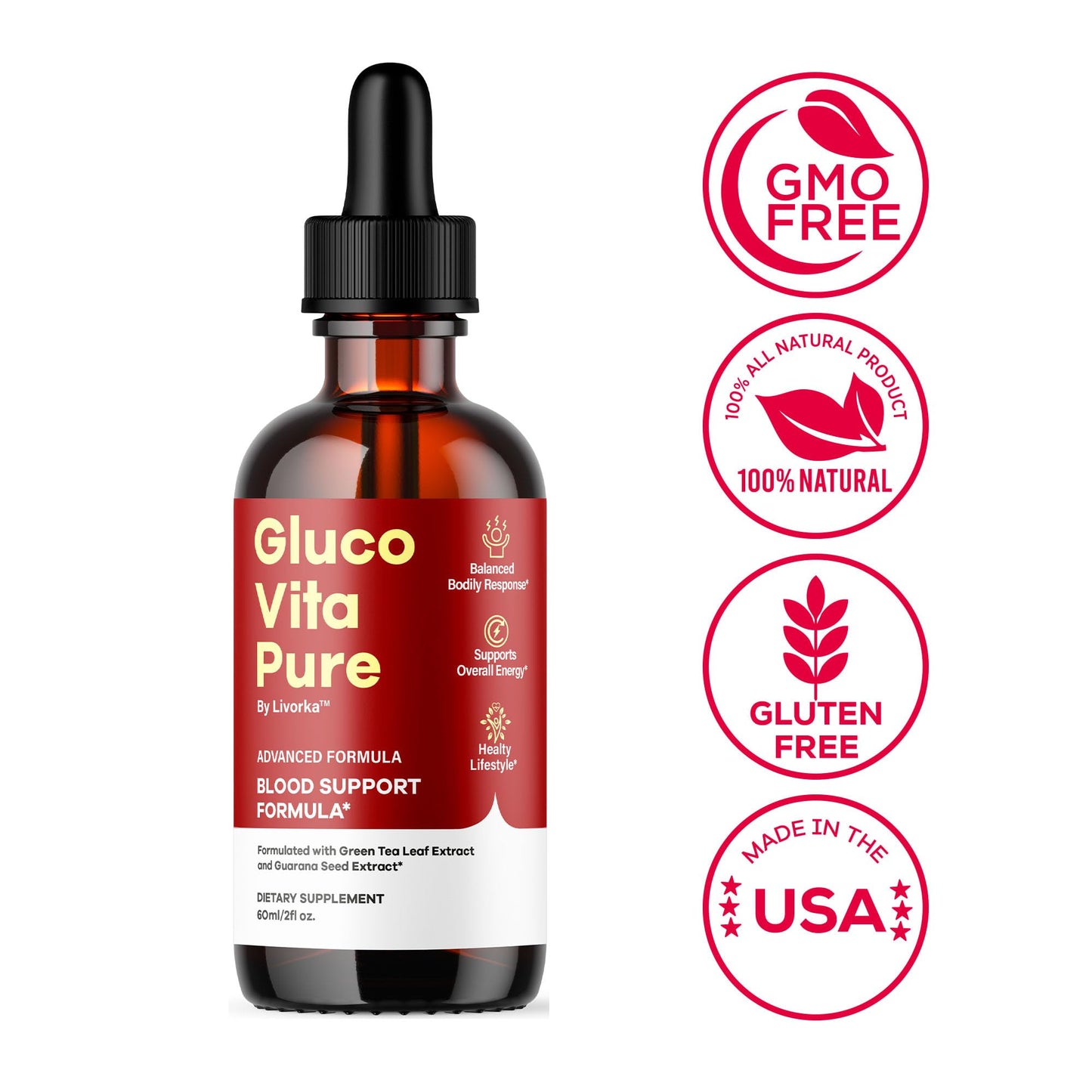 Glucovita Pure Drops – All Natural Gluco Vita Liquid Support (1 Month)