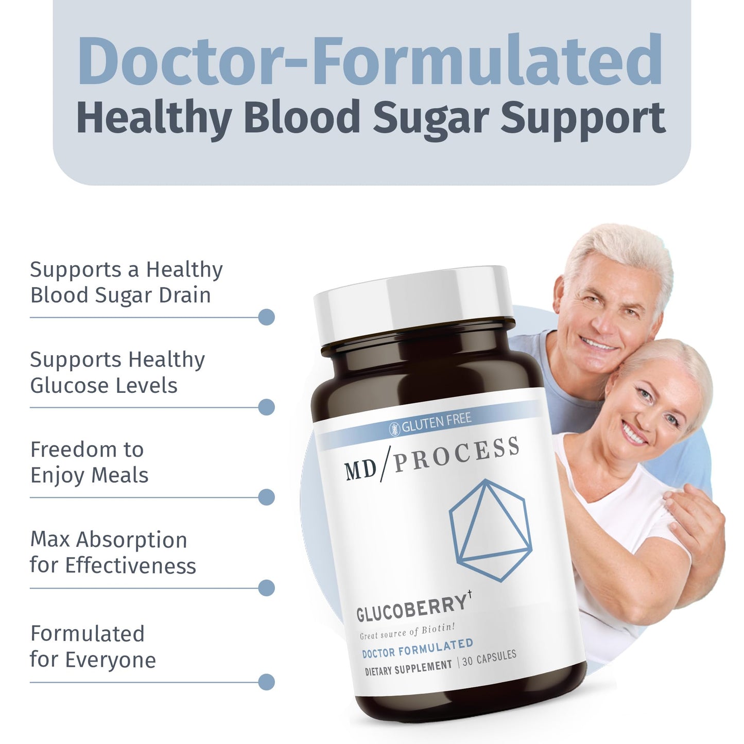 MD Process GlucoBerry Maqui Berry Extract with Chromium Picolinate for Blood Health Support - Doctor Formulated - 30 Capsules