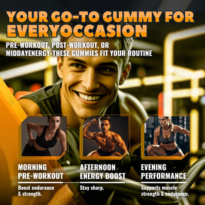 GlucoBio Creatine Monohydrate Gummies 5g – Pre-Workout Energy & Muscle Growth (135 Count) – Vegan