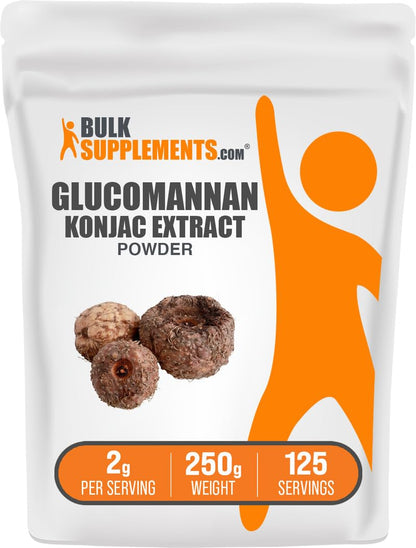 Glucomannan Powder (Konjac Root) - Gluten Free, 2g Serving, 250g | BulkSupplements
