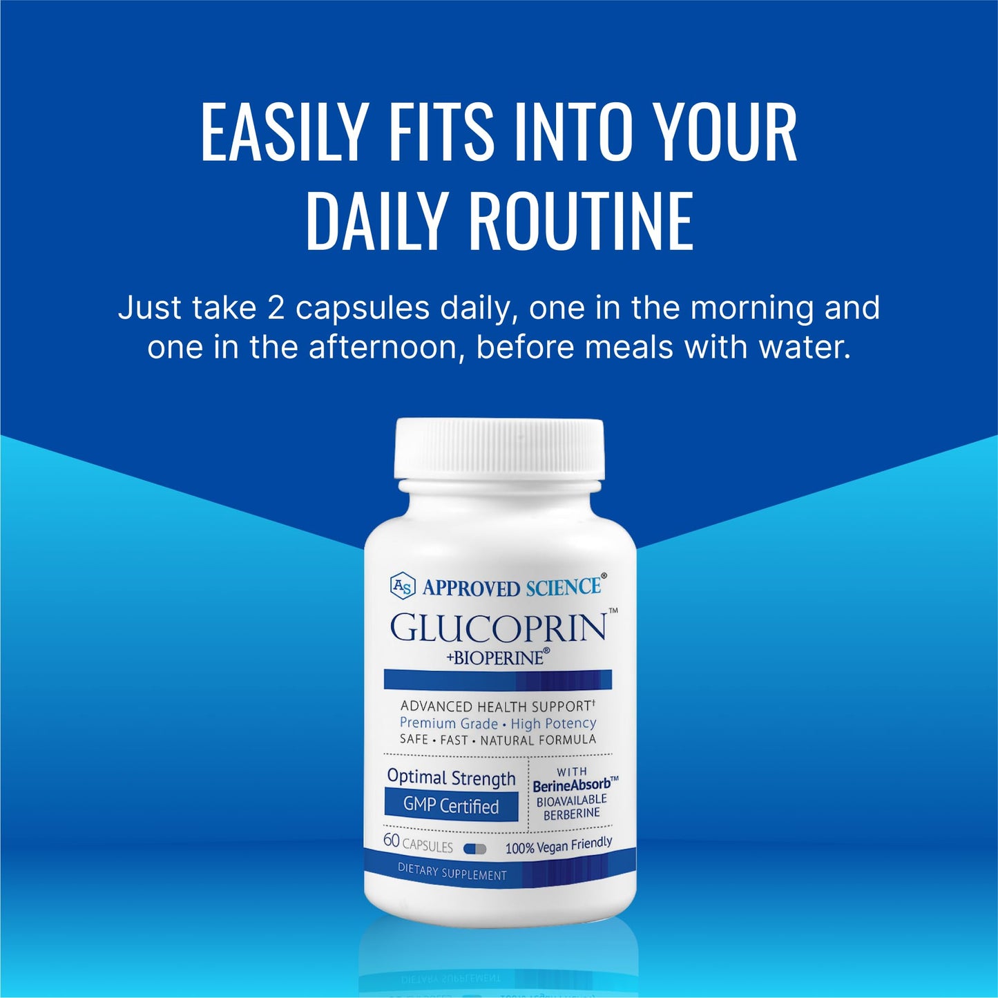 Approved Science Glucoprin – 250 mg Berberine, Mulberry, Cinnamon | 60 Vegan Capsules | Pack of 6 | Made in USA