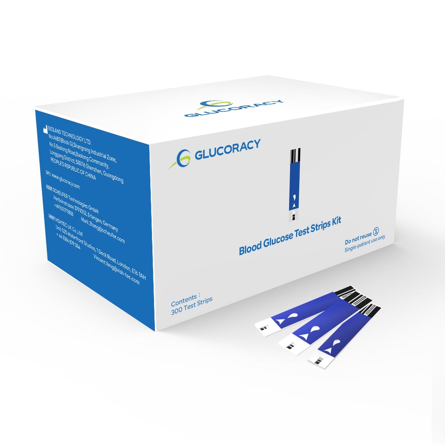 Glucoracy 300 Count Blood Glucose Test Strips for G-425-2/G-425 Monitor | 6 Vials (50 Strips Each)