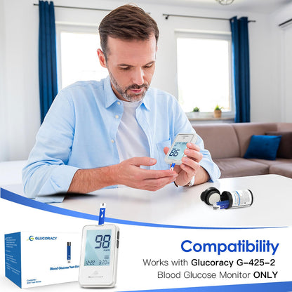 Glucoracy 300 Count Blood Glucose Test Strips for G-425-2/G-425 Monitor | 6 Vials (50 Strips Each)
