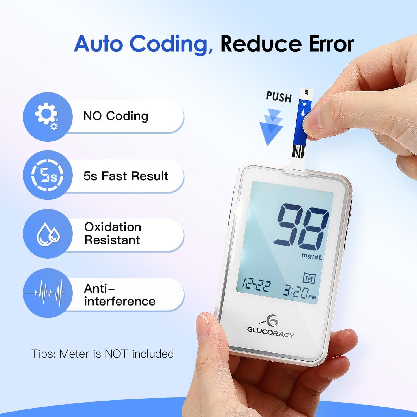 Glucoracy 300 Count Blood Glucose Test Strips for G-425-2/G-425 Monitor | 6 Vials (50 Strips Each)