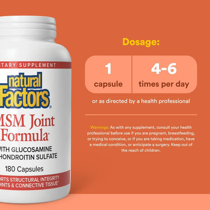 Natural Factors MSM Joint Formula – Supports Healthy Joints & Mobility | 180 Capsules