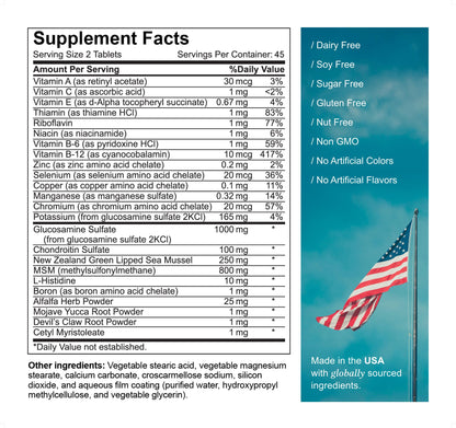Activated Joint Support – Glucosamine Chondroitin MSM & Green-Lipped Mussel (90 ct)