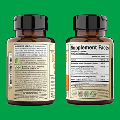 Glucosamine Chondroitin MSM – Vegan Joint Support Supplement (90 Capsules) for Cartilage, Joint Health & Flexibility