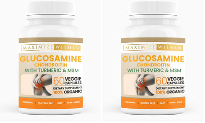 Glucosamine Chondroitin Turmeric MSM for Healthy Joints – 60 Veggie Caps (2-Pack)