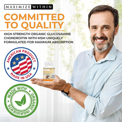Glucosamine Chondroitin Turmeric MSM for Healthy Joints – 60 Veggie Caps (2-Pack)
