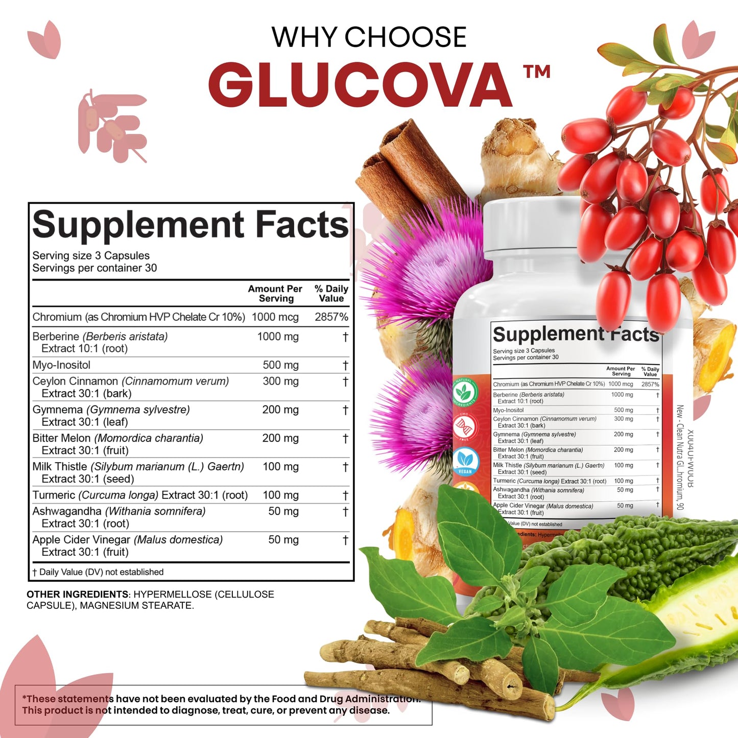 Clean Nutra Glucova – All-in-One Blood Sugar Support (90 Capsules)
