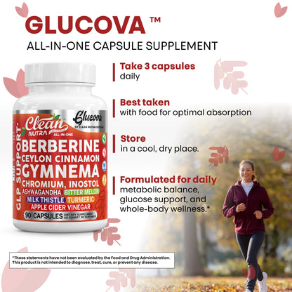Clean Nutra Glucova – All-in-One Blood Sugar Support (90 Capsules)