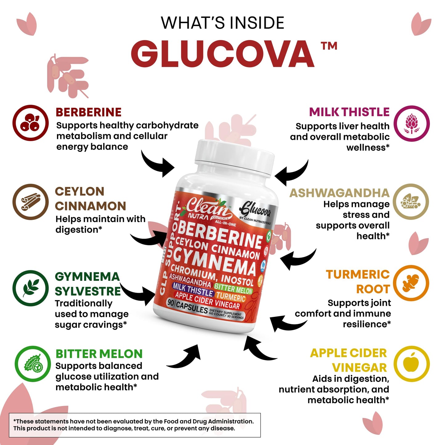 Clean Nutra Glucova – All-in-One Blood Sugar Support (90 Capsules)